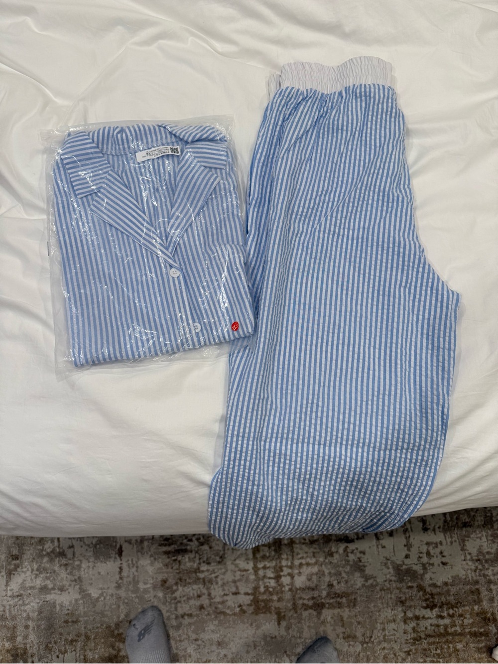Light Blue & White Seersucker Pajama Set